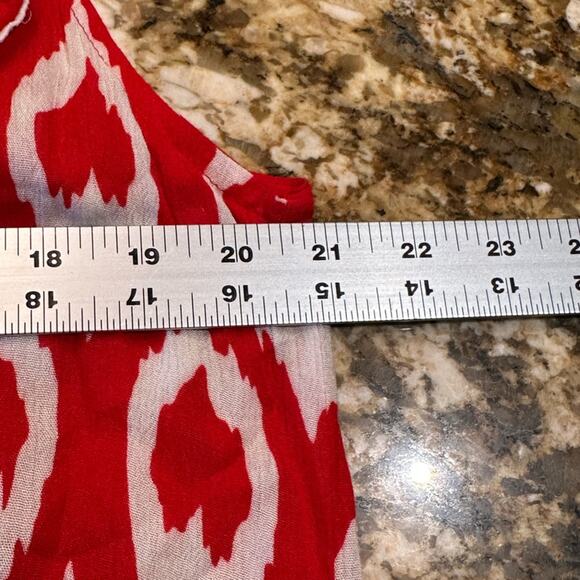 Jodifl Women’s Large Red and White Gauze like Summer Dress with Ruffle Sleeves - Picture 9 of 10